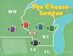 Map of Wisconsin and Minnesota area with team logos marking training camp locations