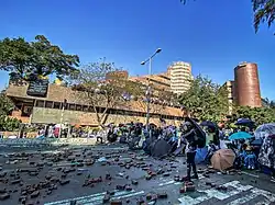 Confrontation between protesters and police in Cheong Wan Road near PolyU