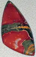 Red-green-and-yellow jasper cabochon, Cherry Creek, China