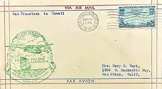 Cover with official green cachet-stamping