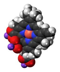 Space-filling model of the chlorophyllin molecule, sodium salt