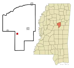 Location of Weir, Mississippi