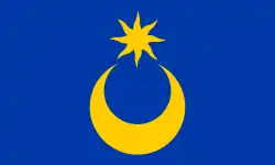 Flag of Portsmouth, England (18th century): crescent and estoile (with eight wavy rays).[58]