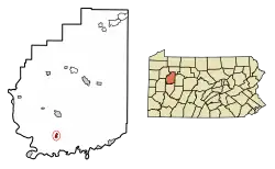 Location of Rimersburg in Clarion County, Pennsylvania.