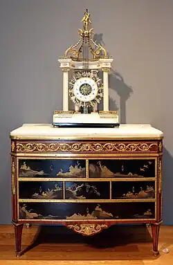 French clock and drawers by Claude-Charles Saunier; c. 1775.