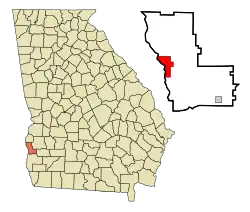 Location in Clay County and the state of Georgia
