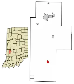 Location of Clay City in Clay County, Indiana.
