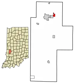 Location of Harmony in Clay County, Indiana.