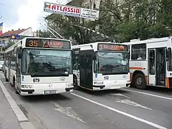 Irisbus Agora bus and trolleybus in Cluj-Napoca, Romania