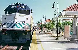 A COASTER train at Encinitas Station