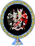 Armorial achievement of Churchill as a Knight of the Danish Order of the Elephant