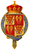 Coat of arms of Edward Seymour, 1st Duke of Somerset: Arms of Seymour, quartering the augmentation of honour