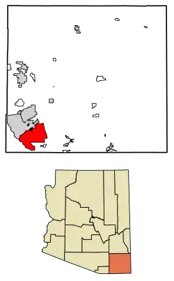Location in Cochise County and the state of Arizona