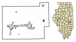 Location of Ashmore in Coles County, Illinois.