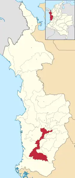 Location of the municipality and city of Istmina in the Chocó Department of Colombia.