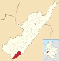 Location of the municipality and town of Acevedo, Huila in the Córdoba Department of Colombia.