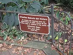 Signage near the fountain, 2018