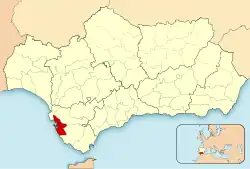 Location of Bay of Cádiz in Andalusia, Spain