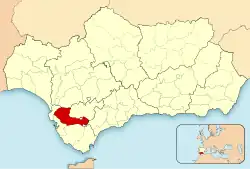 Location of Campiña de Jerez in Andalusia, Spain