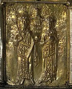 Constantine X and Eudokia in a reliquary of Demetrius of Thessaloniki, by John Autoreianos.[54][c]