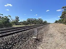 Km post showing 153km by rail from Adelaide