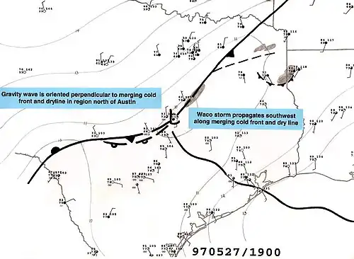 A weather map of Texas