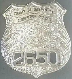 Shield worn by Nassau County Correction Officers.