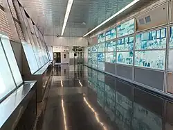 The corridor connecting the station's platforms in 2025