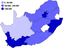 Confirmed COVID-19 cases in South Africa.