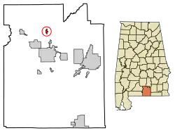Location of Gantt in Covington County, Alabama.