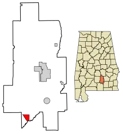 Location of Dozier in Crenshaw County, Alabama.