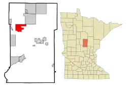 Location of Breezy Point within Crow Wing County, Minnesota