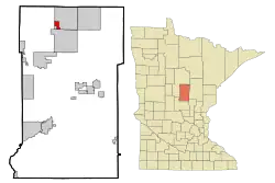 Location of Manhattan Beach within Crow Wing County, Minnesota