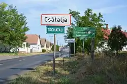 Hungarian-German city limit sign
