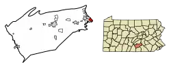 Location of New Cumberland in Cumberland County, Pennsylvania.