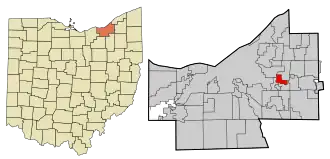 Location in Cuyahoga County and the state of Ohio.