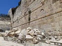 Stone piles below the Western Wall
