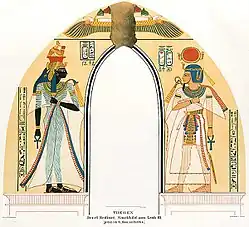 Doorway from TT 359 depicting Ahmose-Nefertari and Amenhotep I
