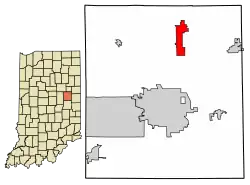 Location of Eaton in Delaware County, Indiana.