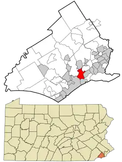 Location in Delaware County and the U.S. state of Pennsylvania