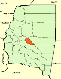 Location of Sarmiento Department within Santiago del Estero Province