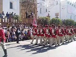 Soldiers of the Bolivian Colorados Regiment during a parade in Sucre, 2005