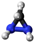 Ball-and-stick model of the diaziridine molecule