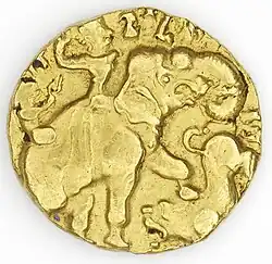 Kumaragupta I lion hunting on an elephant,
