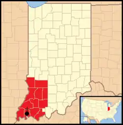 Map of the Diocese of Evansville