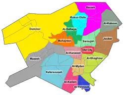 Kafr Souseh on the District map of Damascus