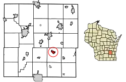 Location of Hustisford in Dodge County, Wisconsin