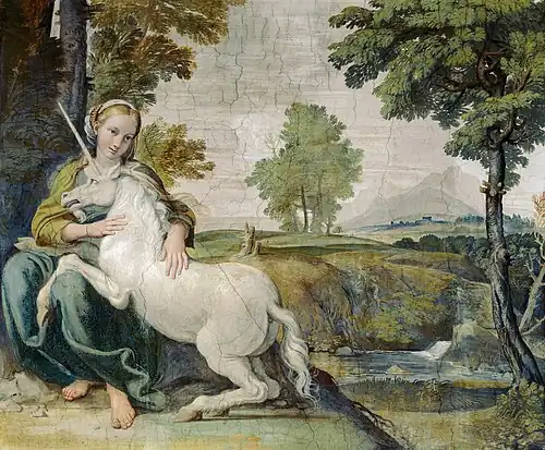 Image 24A Virgin with a Unicorn, by Domenichino (from Wikipedia:Featured pictures/Culture, entertainment, and lifestyle/Religion and mythology)