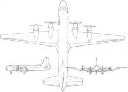 3-view line drawing of the Douglas C-74 Globemaster