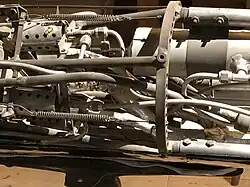 Springs that stabilize steerable rocket engine on Goddard's 1939 series L-C rocket